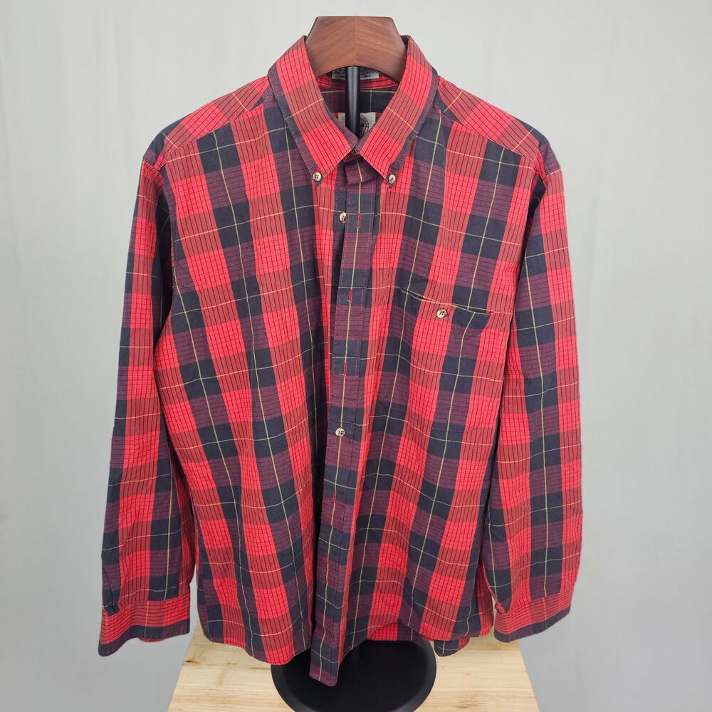Vintage J.J. Cochran Touring Club Vintage Plaid Flannel Button-Down XL Red 90's
